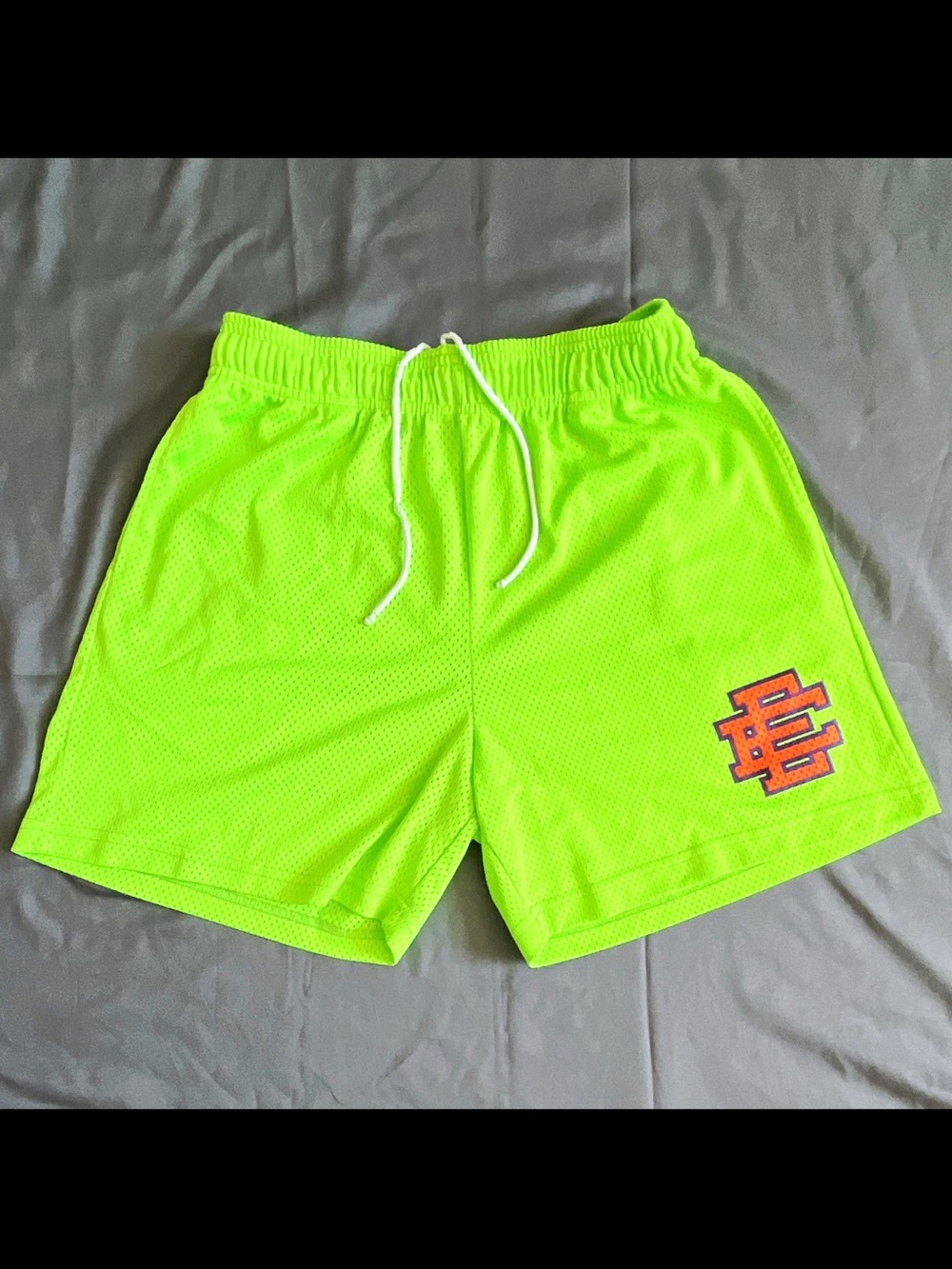 Eric Emanuel EE Men's Green Mesh Shorts Drawstring Elastic Size L